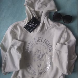 True Religion Crop Buddha Tie Front Hoodie NWT